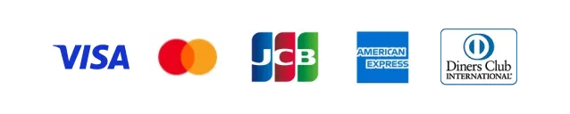 Visa、Mastercard、JCB、American Express、Diners Club